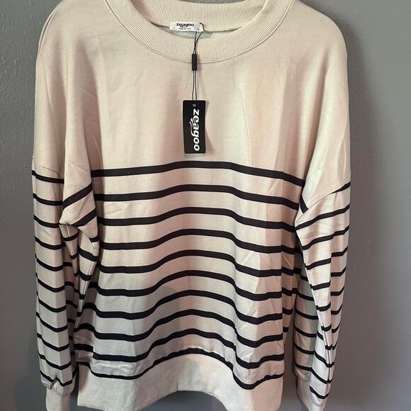 Cream and black striped cotton - Picture 1 of 3
